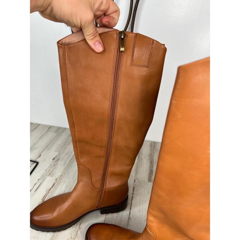 Nordstrom LEA Boots Womens Size 5.5 Tan Riding Knee-High Side Zip Classic - Picture 5 of 10